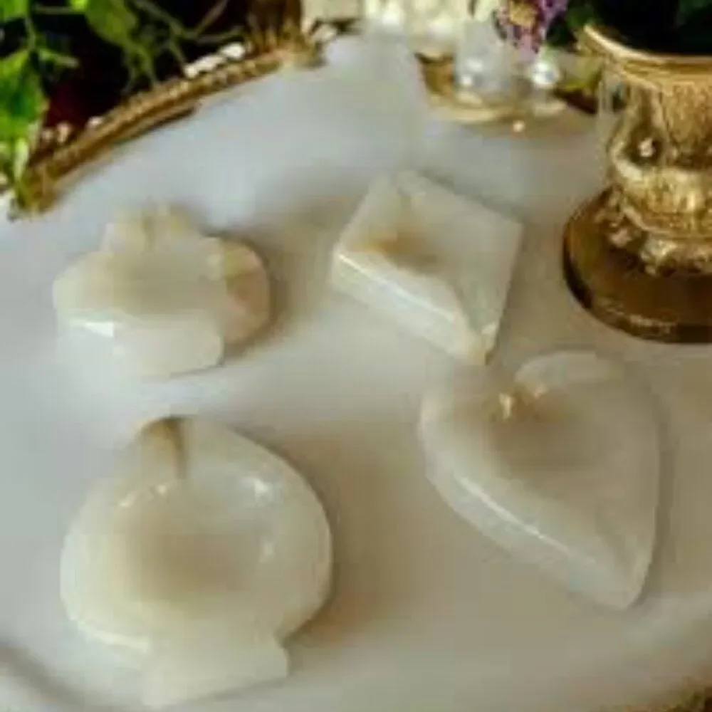 Vintage 1970s Alabaster Playing Cards Suit Shaped Alabaster Ashtrays GORGEOUS